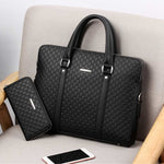 Double Layer Men Leather Business Briefcase