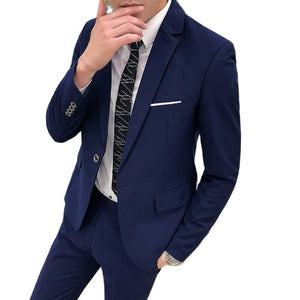 Solid Color Casual Business Men Suit