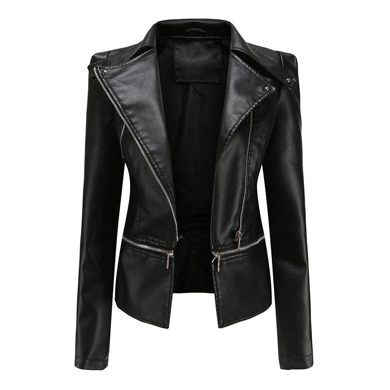 Zipper Belt Biker Female Jacket