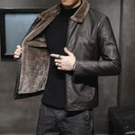 New Thick Leather Jacket With Fur Collar