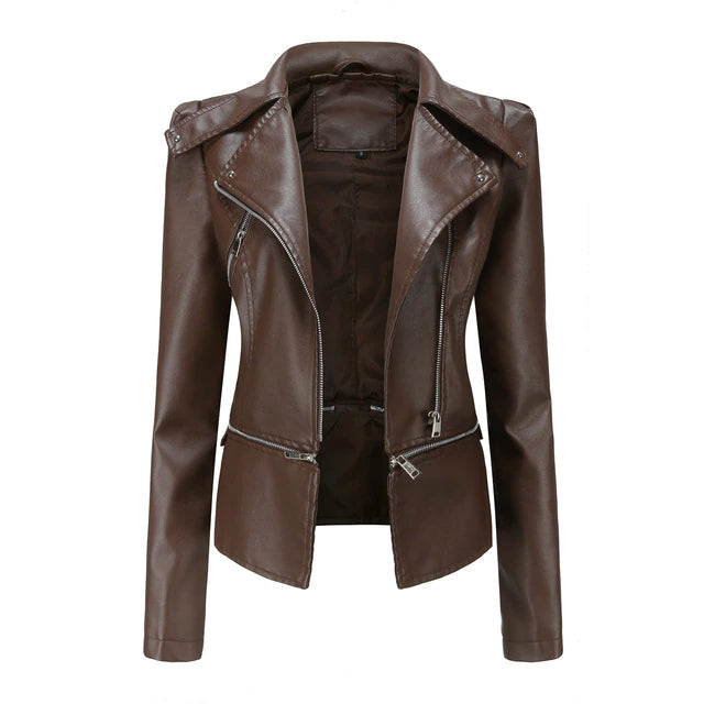 Zipper Belt Biker Female Jacket