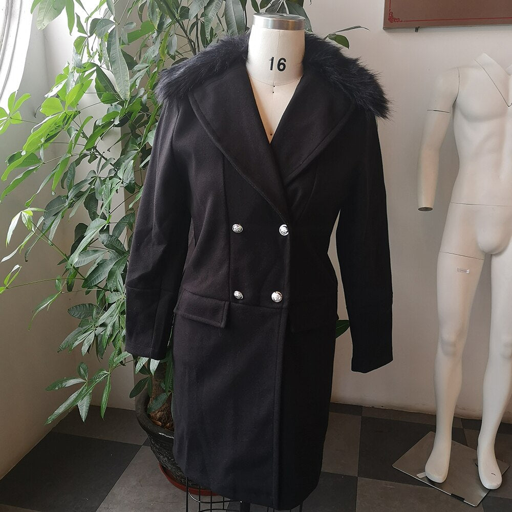 Winter Men Fur Long Woolen Coat