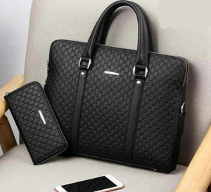 Double Layer Men Leather Business Briefcase