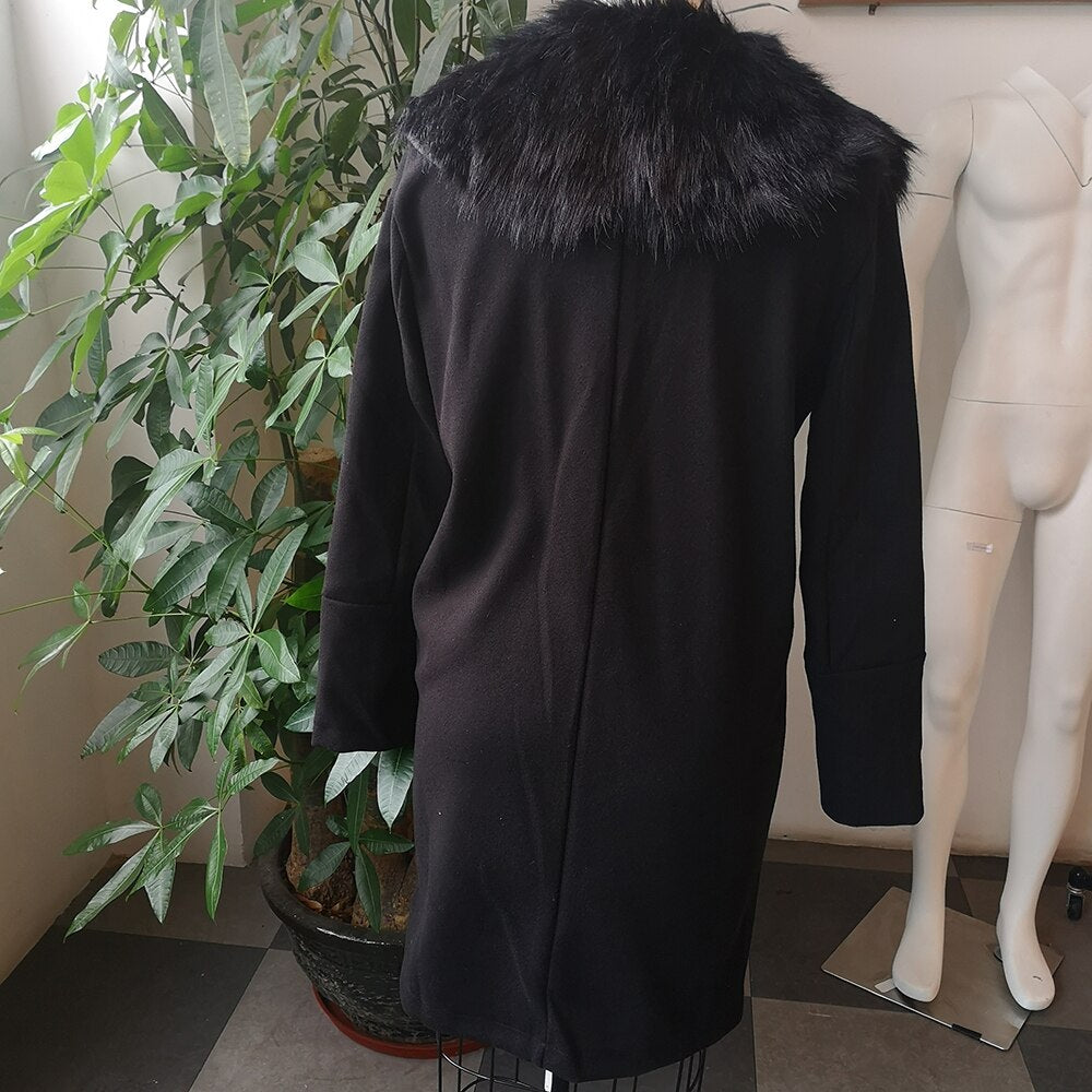 Winter Men Fur Long Woolen Coat