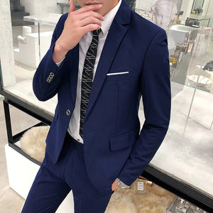 Solid Color Casual Business Men Suit