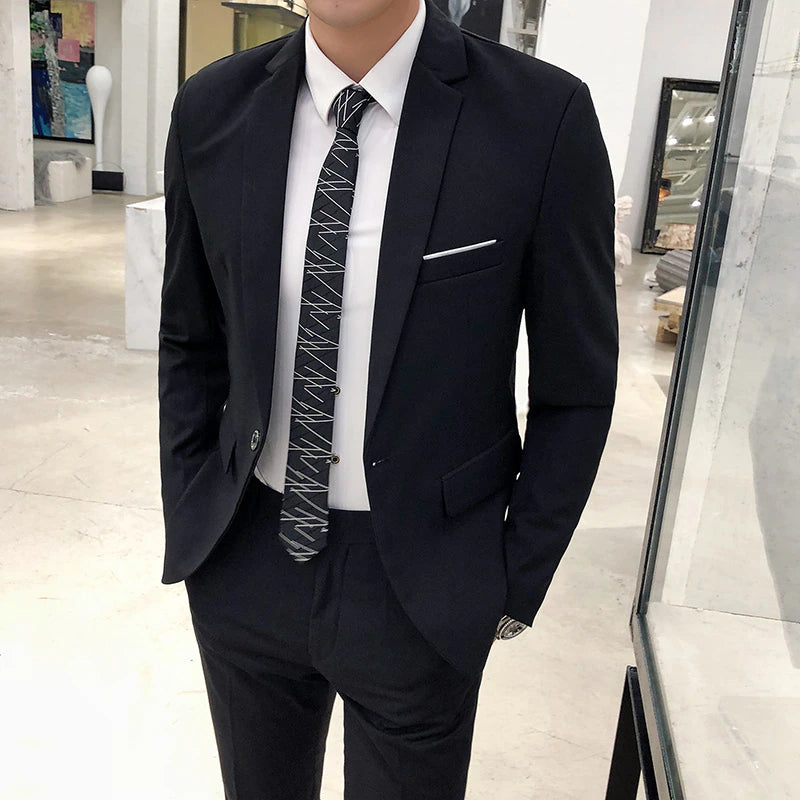 Solid Color Casual Business Men Suit