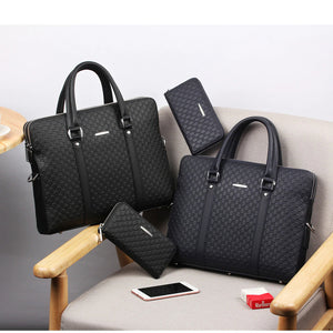 Double Layer Men Leather Business Briefcase