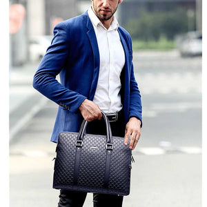 Double Layer Men Leather Business Briefcase