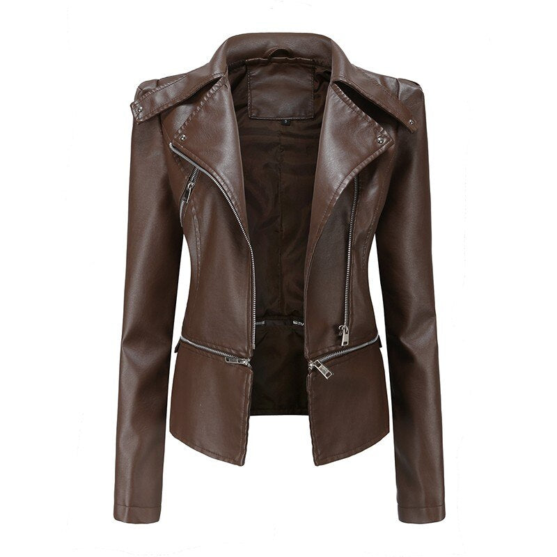 Zipper Belt Biker Female Jacket