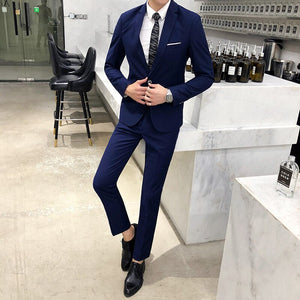 Solid Color Casual Business Men Suit