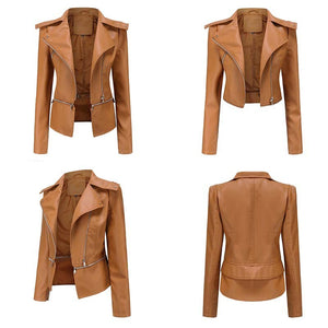 Zipper Belt Biker Female Jacket