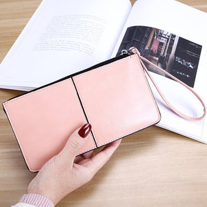 Vintage Women Leather Zipper Clutch