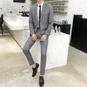 Solid Color Casual Business Men Suit