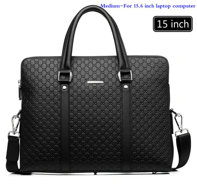 Double Layer Men Leather Business Briefcase