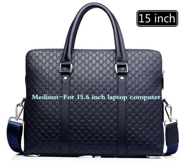 Double Layer Men Leather Business Briefcase