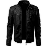 Double Zip Plain Leather Jacket