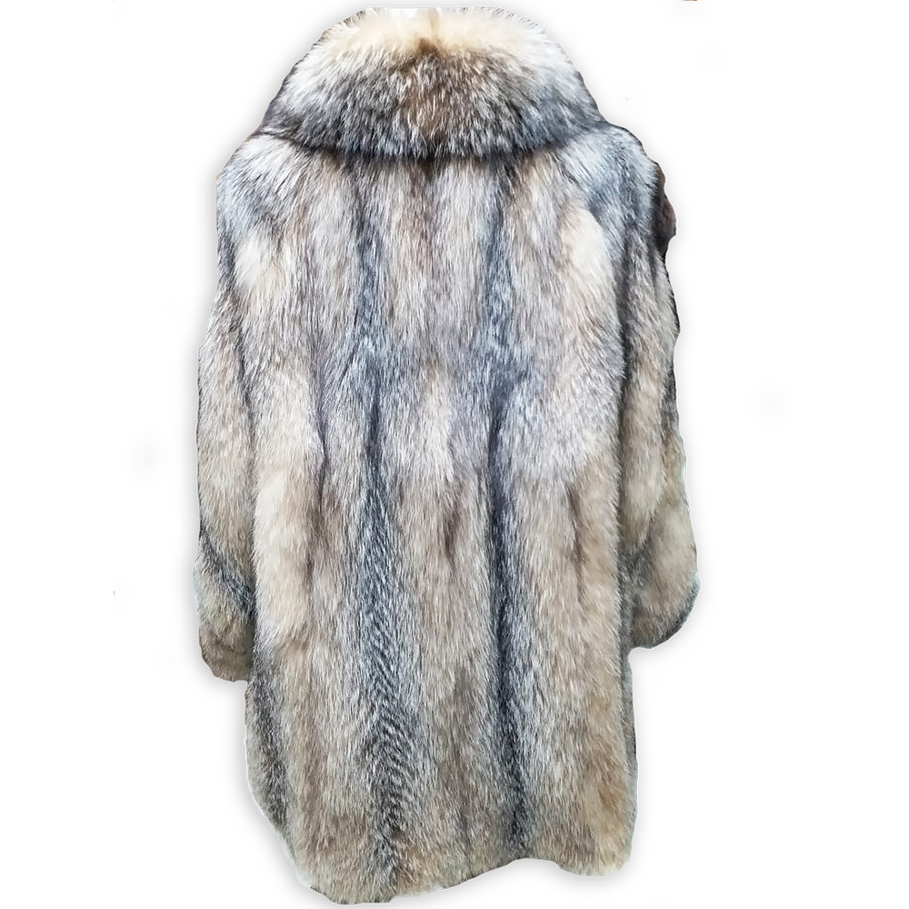 White Stripes Fur Coat