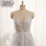 White Lace Tulle Spaghetti Straps Bridal Gown