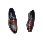 Brown Patent Textured Shoes