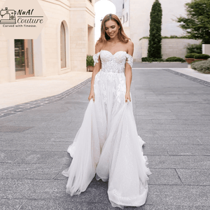 Boho Off The Shoulder Wedding Dress