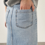 Stretched Women Denim Mid-length Skirt