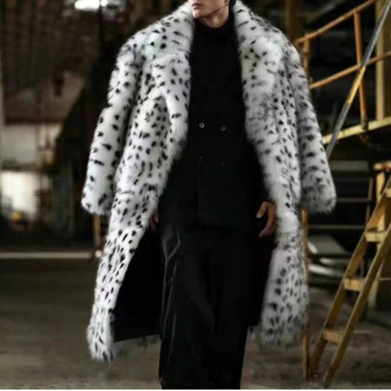 New Leopard Print Original Fur Long Coat