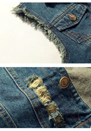 Men Ripped Jean Jacket