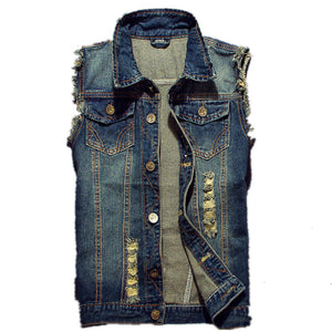 Men Ripped Jean Jacket