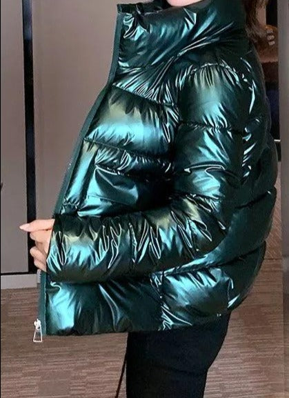 Puffer Glossy Women Bomber Jacket