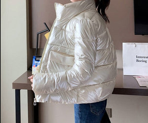 Puffer Glossy Women Bomber Jacket