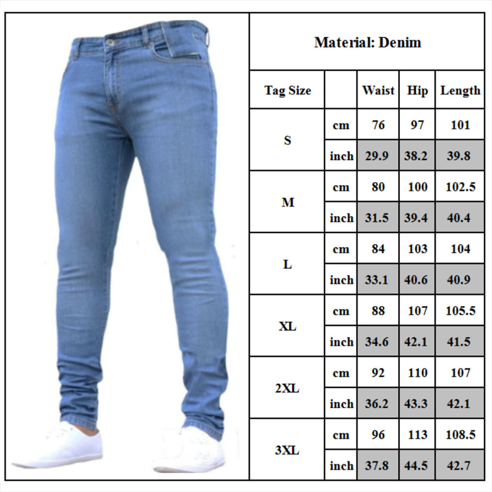 High Waist Denim Skinny Jeans for Men