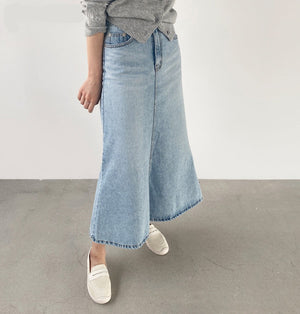 Stretched Women Denim Mid-length Skirt