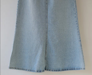 Stretched Women Denim Mid-length Skirt