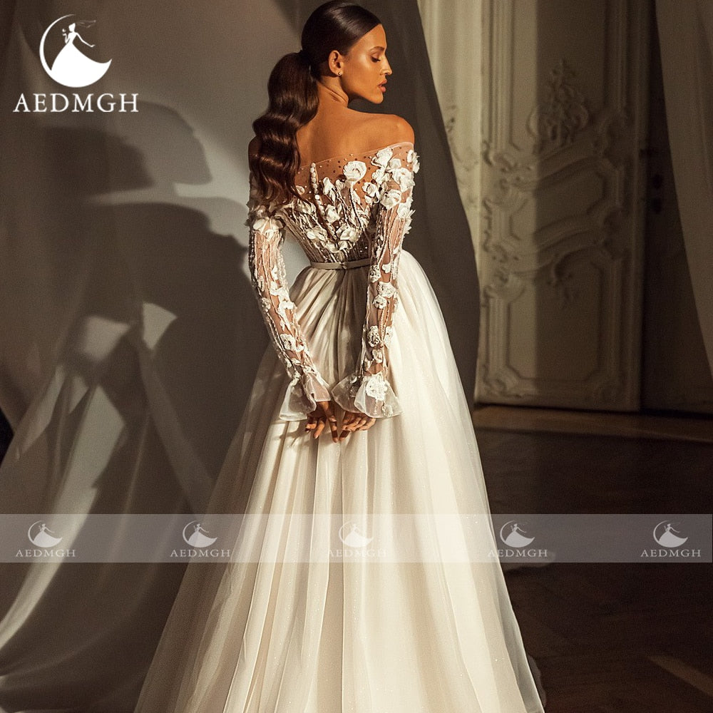 Romantic 3D Flowers Wedding Dress