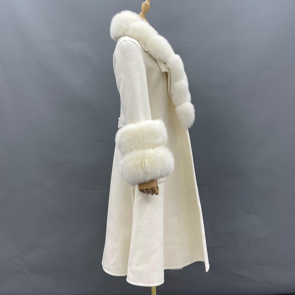 Cashmere Fox Fur Long Coat Ladies Winter Coat