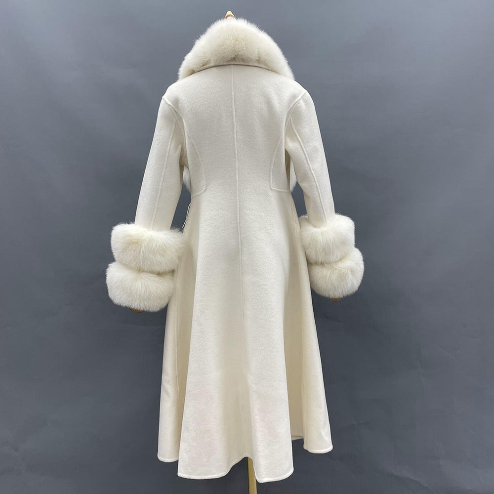 Cashmere Fox Fur Long Coat Ladies Winter Coat