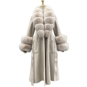 Cashmere Fox Fur Long Coat Ladies Winter Coat