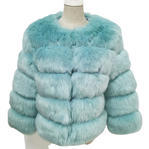 Elegant Fluffy Female Faux Fur Coat