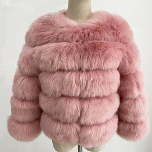 Elegant Fluffy Female Faux Fur Coat