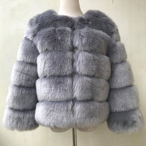 Elegant Fluffy Female Faux Fur Coat