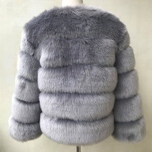 Elegant Fluffy Female Faux Fur Coat