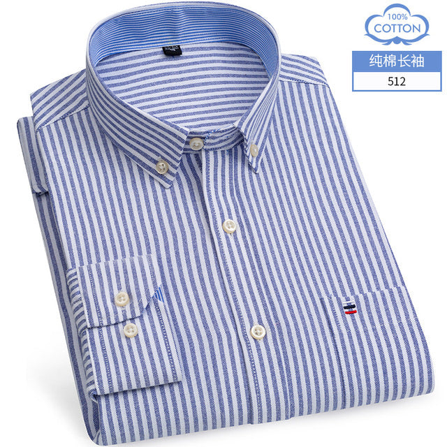 100% Cotton Oxford Casual Slim Fit Dress Shirt