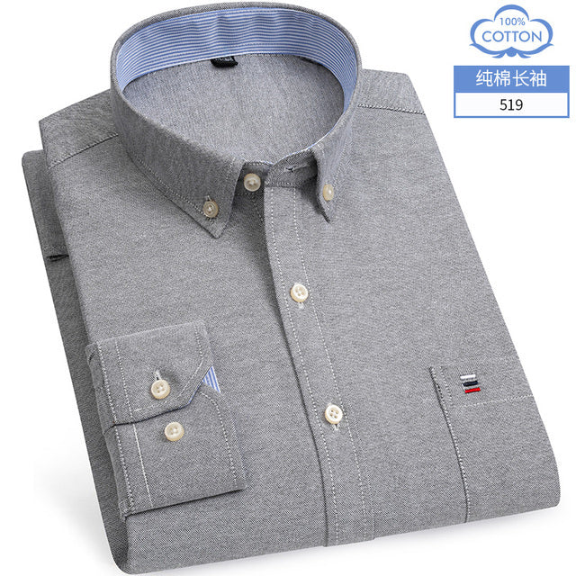 100% Cotton Oxford Casual Slim Fit Dress Shirt