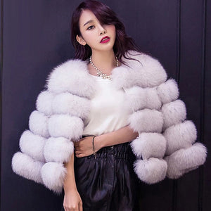 Elegant Fluffy Female Faux Fur Coat