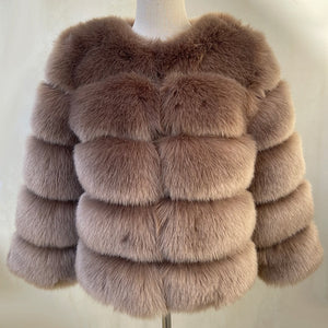 Elegant Fluffy Female Faux Fur Coat