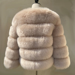 Elegant Fluffy Female Faux Fur Coat