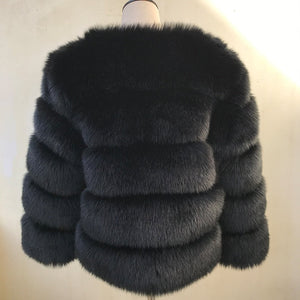 Elegant Fluffy Female Faux Fur Coat