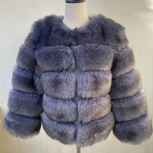 Elegant Fluffy Female Faux Fur Coat