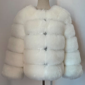 Elegant Fluffy Female Faux Fur Coat