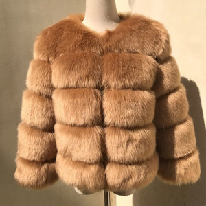 Elegant Fluffy Female Faux Fur Coat